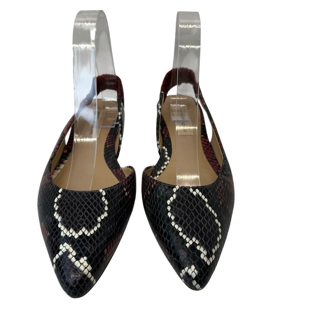 Sz 7m Antonio Melani Sling Back Snakeskin Print all Leather Shoes - Picture 5 of 14